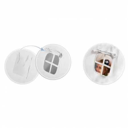 Cort de joaca pentru copii cu ghirlanda, 3 pernite si lampa LED norisor, Ricokids 740401, 120 X 120 X 165 cm - Gri [4]