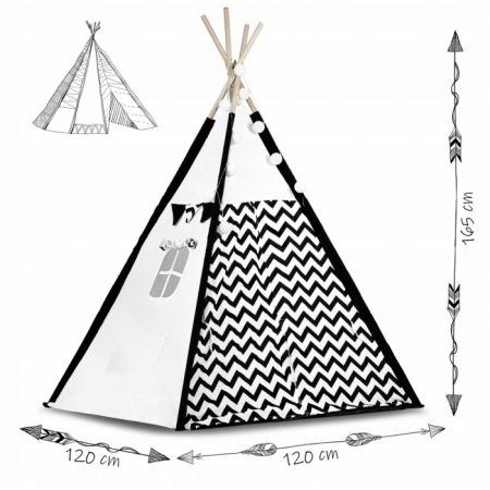 Cort de joaca pentru copii cu ghirlanda,lumini si 2 pernite Ricokids 740005, 120 X 120 X 165 cm - Panda [7]