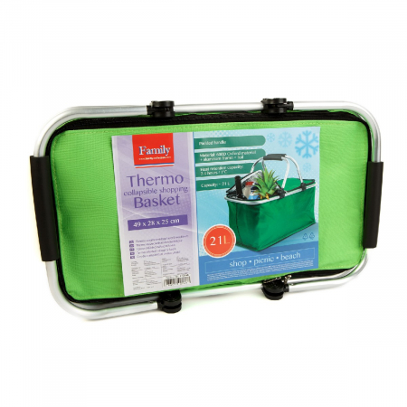 Alte produse necesare in gospodarie - Coș de cumpărături termoizolant pliabil – 49 x 28 x 25 cm – 21 L – verde