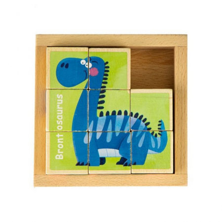 Cuburi educationale din lemn tip puzzle cu dinozauri Ecotoys MA442 [1]