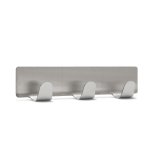 Accesorii bucatarie - Cuier pe perete triplu, inox, cu autoadeziv