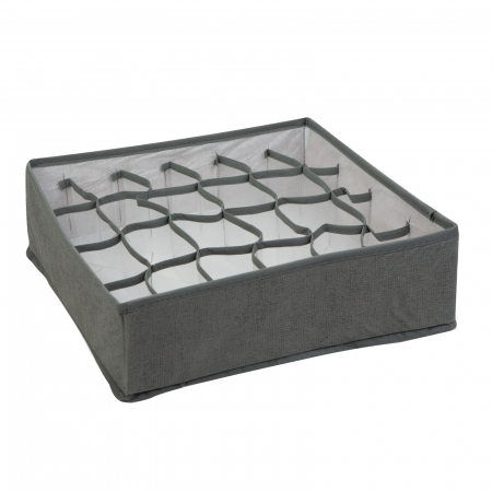 Alte produse necesare in gospodarie - Cutie de depozitare cu 24 compartimente - 32 x 32 x 10 cm - culoare gri