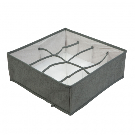 Alte produse necesare in gospodarie - Cutie depozitare cu 8 compartimente - 32 x 32 x 12 cm - culoare gri