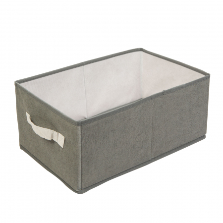 Alte produse necesare in gospodarie - Cutie de depozitare din stofa si carton - 38,5 x 24 x 16,5 cm - gri