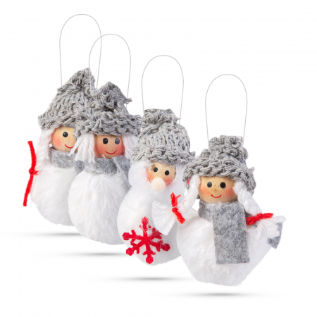 Ghirlande si ornamente brad Craciun - Decor de brad - om de zăpadă - poliester - 10 cm - 4 buc