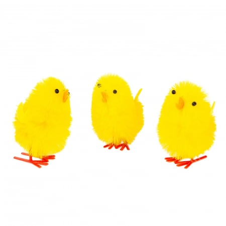Decoratiuni de Paste - Decor de Paște - set pui decorativi - galben - 6,7 x 5 cm - 3 buc/pachet
