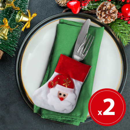 Masa de Craciun - Decor tacâmuri de Crăciun - Cizmă cu Moș Crăciun - 12 cm - 2 tipuri - 2 buc./pachet
