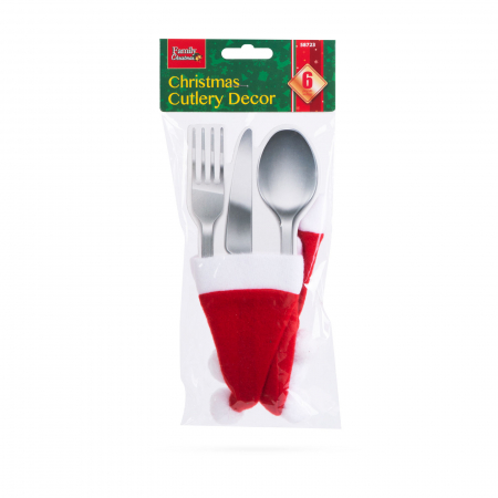 Masa de Craciun - Decor tacâmuri de Crăciun - Pălărie de Moș Crăciun - 17 cm