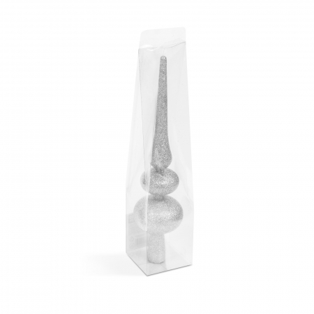 Ghirlande si ornamente brad Craciun - Decor vârf de brad de Crăciun - argintiu, sclipitor - 30 x 7 cm