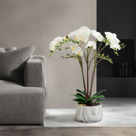 Decorațiune cu plantă artificială – Orhidee albă – 58 cm [1]