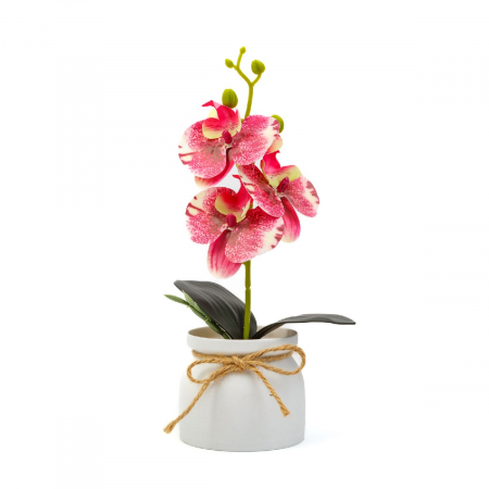 Decoratiuni interioare - Decorațiune cu plantă artificială – Orhidee roz – 20 x 9 cm