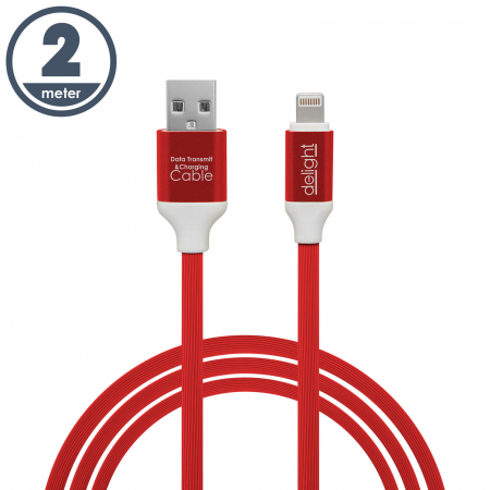 Accesorii telefoane - Delight - Cablu de date - iPhone \"lightning\", 2 m, silicon, 4 culori
