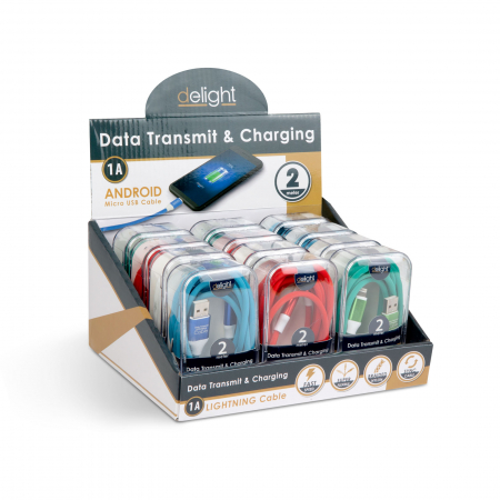 Delight - Cablu de date - iPhone \"lightning\", 2 m, silicon, 4 culori [6]