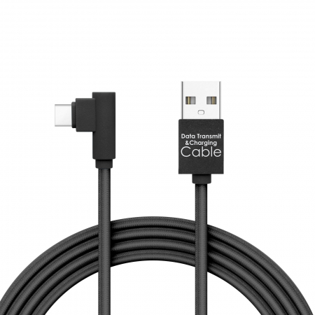 Accesorii telefoane - Delight - Cablu de date - USB Type C, Gamer, execuţie 90° - negru, 2m – 2A