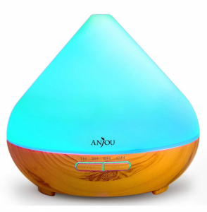 Difuzor aroma cu Ultrasunete Anjou AJ-AD001, 300ml, 13W, LED 7 culori, oprire automata - Nuc Natur [1]