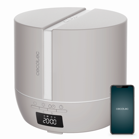 Produse cu pret intre 150 si 250 lei - Difuzor aroma cu Ultrasunete Smart Cecotec PureAroma 550 Connected, control din Smartphone, 7 culori LED, boxa incorporata - Gri