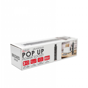 Distribuitor cu 3 prize ascuns în mobilier, 2 x USB - metalizat-satinat, cablu 1.5 m [6]