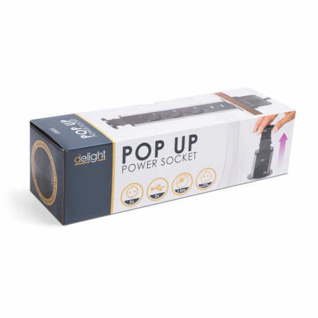 Distribuitor electric ascuns - 3 prize + 2 prize USB - negru lucios - Delight [4]