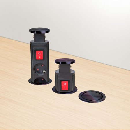 Distribuitor electric ascuns cu 3 prize si intrerupator1,5 m - negru lucios - Delight [3]