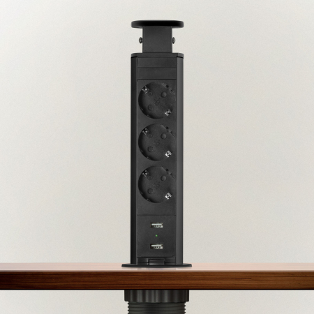 Prize incorporabile - Distribuitor electric ascuns - 3 prize - negru mat - Delight