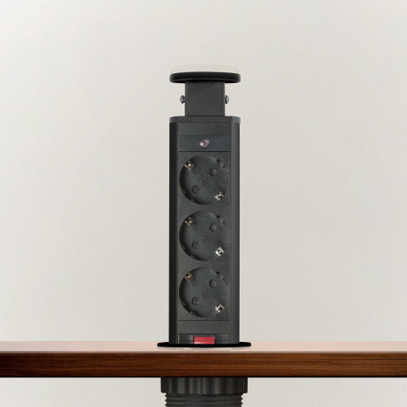 Prize incorporabile - Distribuitor electric ascuns - 3 prize - negru mat - Delight