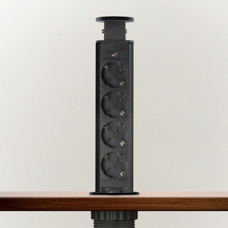 Prelungitoare electrice - Distribuitor electric ascuns - 4 prize - negru lucios - Delight