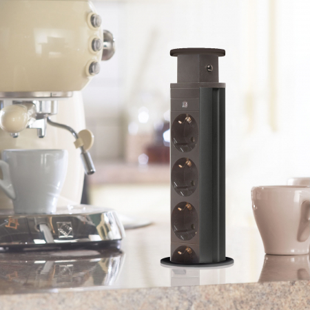 Distribuitor electric camuflabil birou, carcasa metalica cu 4 prize, 220v, 3500W - Delight [1]