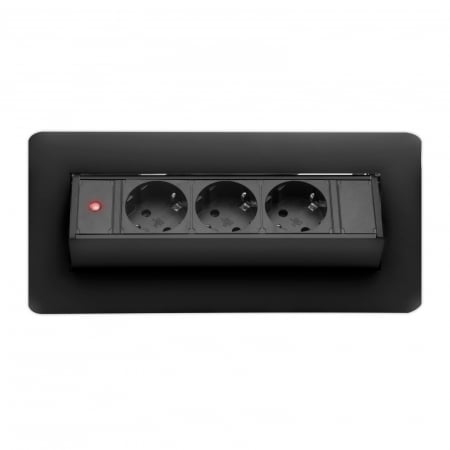 Distribuitor negru, FLIP UP camulflabil birouu, basculant 3 prize 220 V [1]