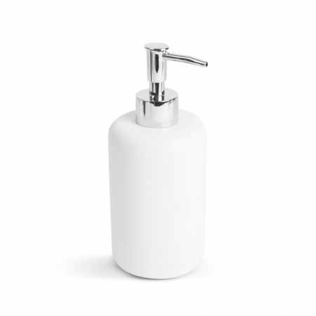 Accesorii baie - Dozator de sapun de maini - alb mat / argintiu lucios, capacitate 300ml