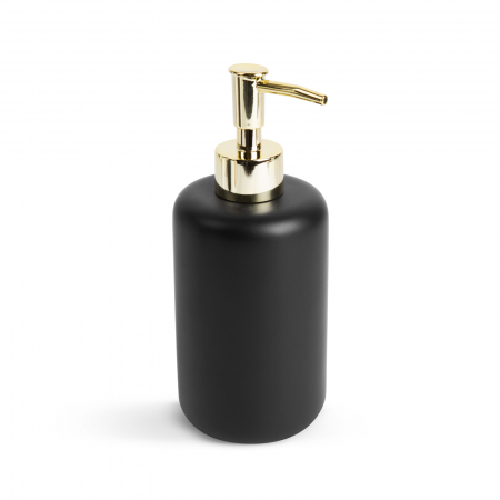 Dozatoare sapun - Recipient dozator de sapun de maini - negru mat, dop auriu, capacitate 300ml