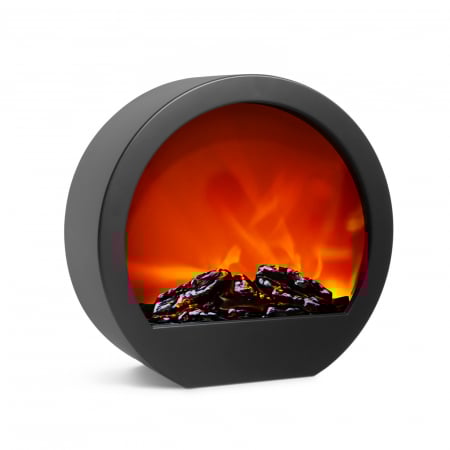 Imiatie decor semineu rotund cu efect de flacara LED - baterie / rețea - 35 x 12 x 38 cm [1]