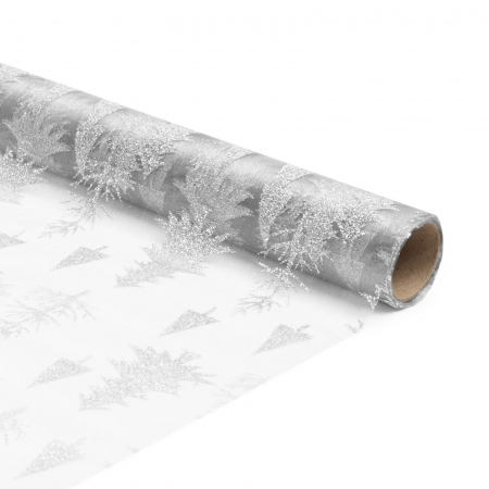 Decoratiuni Craciun - Fata de masa de Craciun ruleaza - alb / alb - 180 x 28 cm