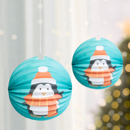 Decoratiuni Craciun - Felinar de Crăciun - model pinguin - 25 cm