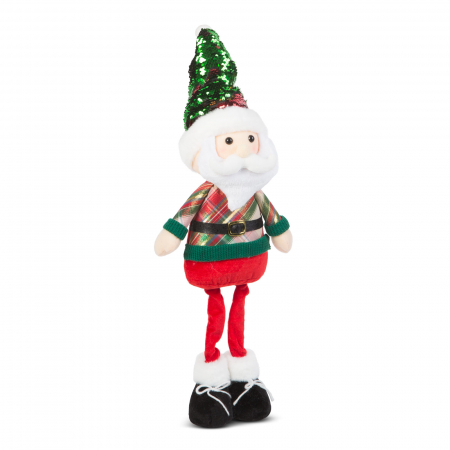 Party zone - Figurină textilă de Crăciun - cu picioare telescopice - 95 x 25 x 20 cm - Moș Crăciun