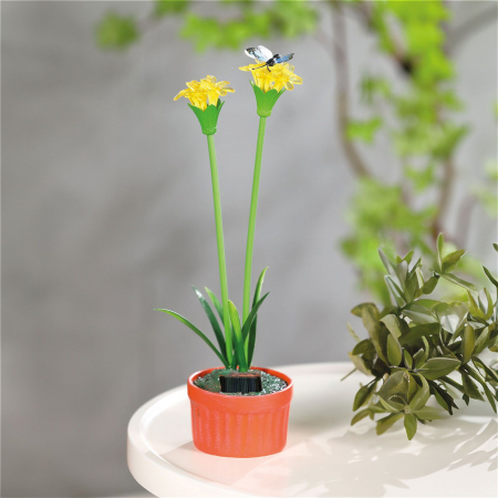 Floare colorată solară led - 8 x 8 x 32 cm - 10 LED-uri alb cald - galben [1]
