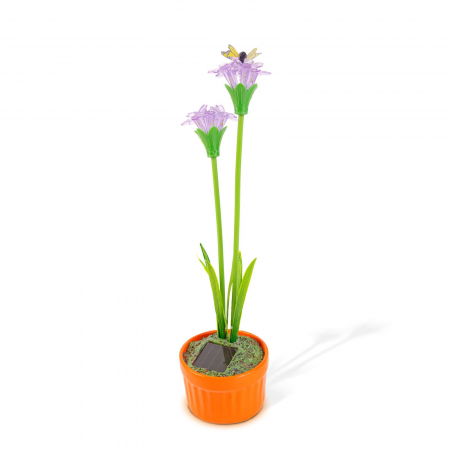 Lampi solare gradina LED - Floare colorată solară - 8 x 8 x 32 cm - 10 LED-uri alb cald - violet