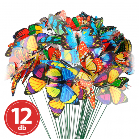 Fluturi decorativi colorati cu tija, pentru gradina sau decor interior - 29 cm - plastic [1]