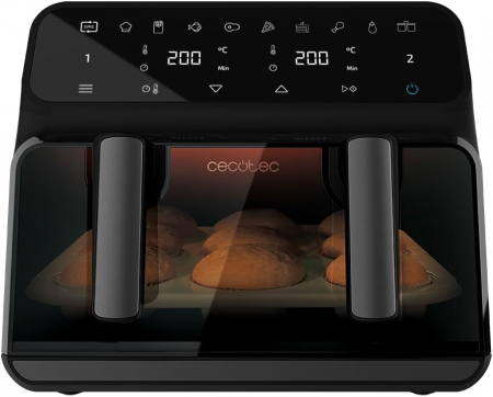 Friteuze - Friteuza fara ulei Cecotec Cecofry Advance 9000 Window , 2200W, 9L, Control tactil, 8 Programe