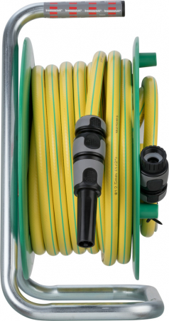 Furtune si accesorii stropire - Furtun de gradina cu tambur Brennenstuhl 20m, duza de pulverizare, opritor de apa, furtun gradina 1/2