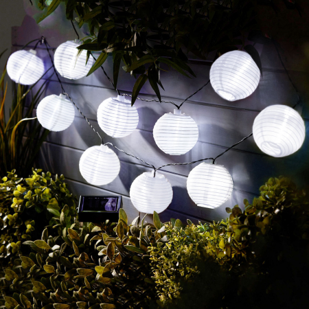 Gradina - Garden of Eden - Şir 10 lampioane solare LED alb rece 3,7 m