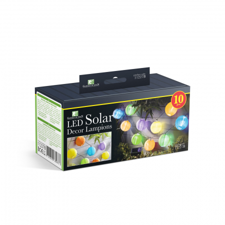 Garden of Eden - șir de 10 lampioane solare LED diferite culori, alb rece 3,7 m [4]
