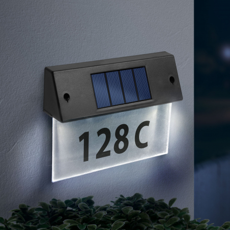 Număr de casă solar, cu LED alb rece plexiglas transparent 18 x 20 cm - Garden Of Eden [1]