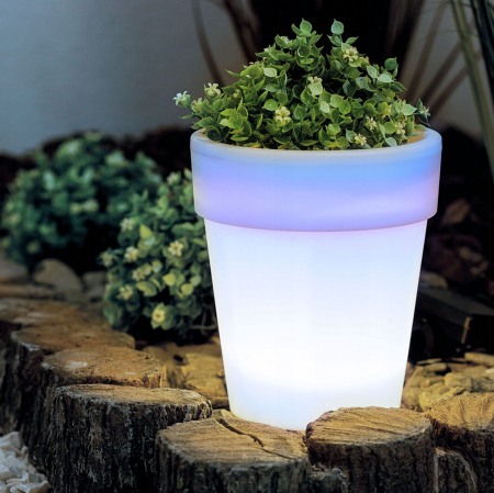 Lampi solare gradina LED - Ghiveci solar - 4 LED-uri alb rece - 16,5 x 19 cm