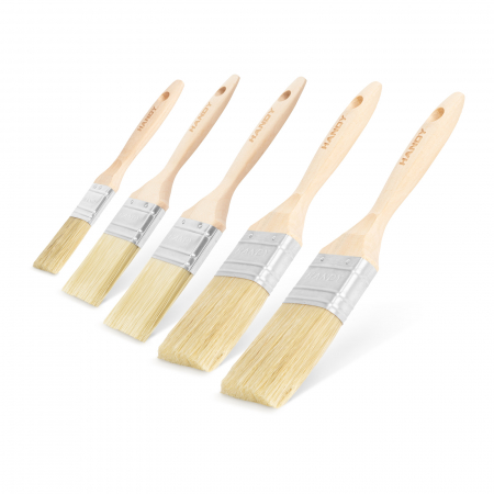 Scule electrice - HANDY - Set pensule, mâner lemn - 5 buc. - 1 x 1\" / 2 x 1,5\" / 2 x 2\"