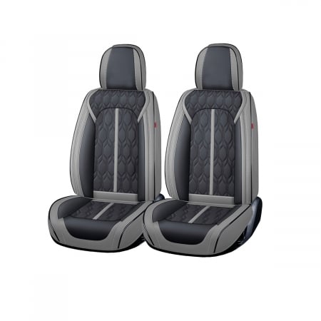 Huse protectie auto - Huse auto premium 5 locuri Carguard Deluxe piele ecologică perforată - gri - negru