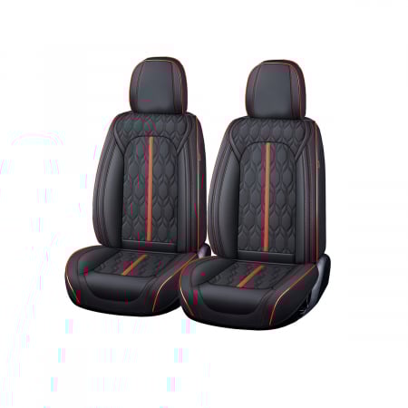 Huse protectie auto - Huse auto premium 5 locuri Carguard Deluxe piele ecologică perforată - negru - rosu
