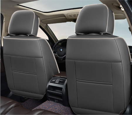 Huse auto premium 5 locuri Carguard Deluxe piele ecologică perforată și textil - gri deschis - gri inchis [2]