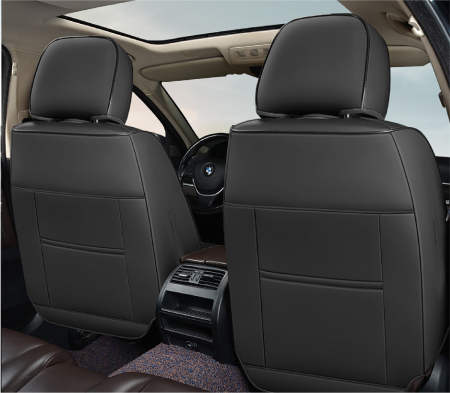 Huse auto premium 5 locuri Carguard Deluxe piele ecologică perforată și textil - negru - rosu închis [2]