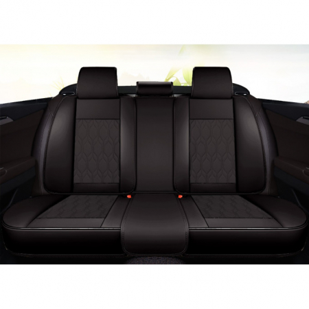 Huse auto premium Carguard Deluxe piele ecologică perforată 5 straturi - negru - alb [3]
