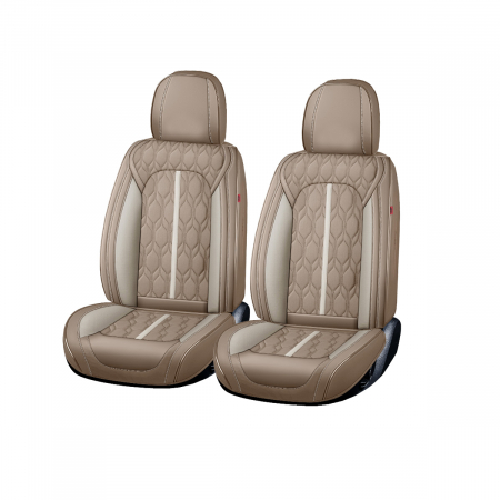 Huse scaune auto - Huse auto premium Carguard Deluxe piele ecologică perforată - maro deschis - crem